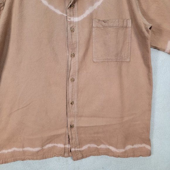 Vintage Cotton Palm Beige Cotton Tie Dye Button Down Collared Rare Casual Shirt - Picture 4 of 15